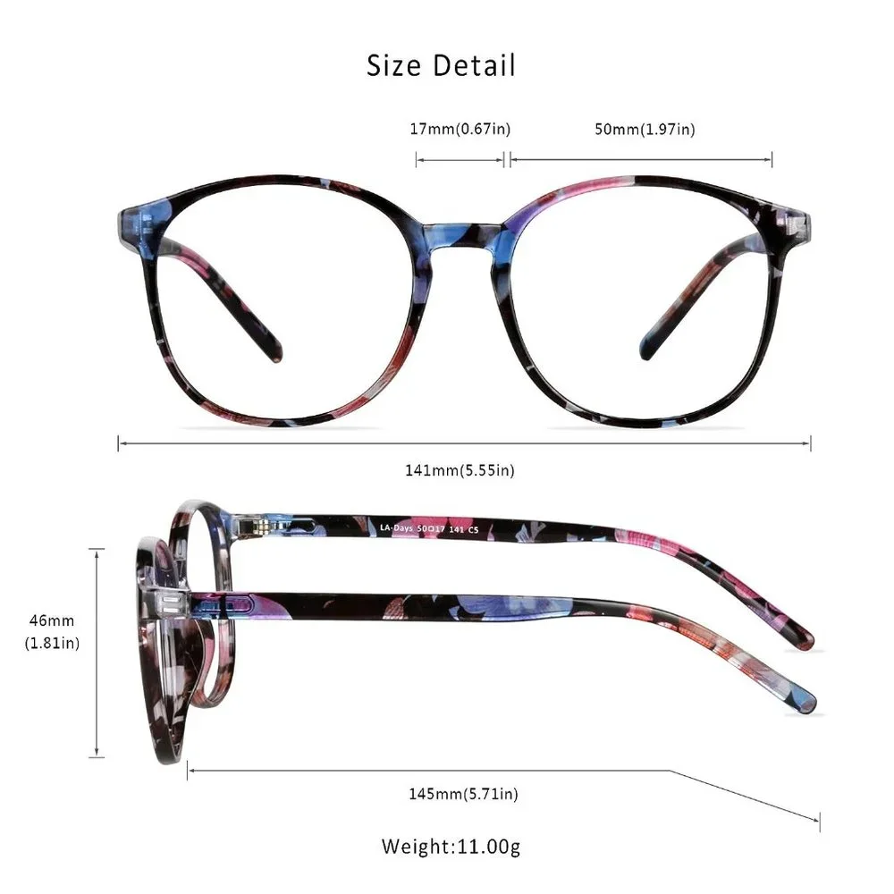 Men Women Floral Blue Light Blocking Glasses